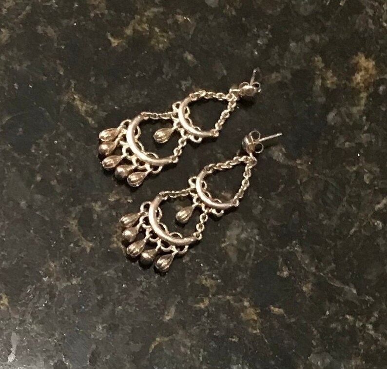 made in Canada Sterling Silver Bohemian Chandelier Earrings Pierced Earrings