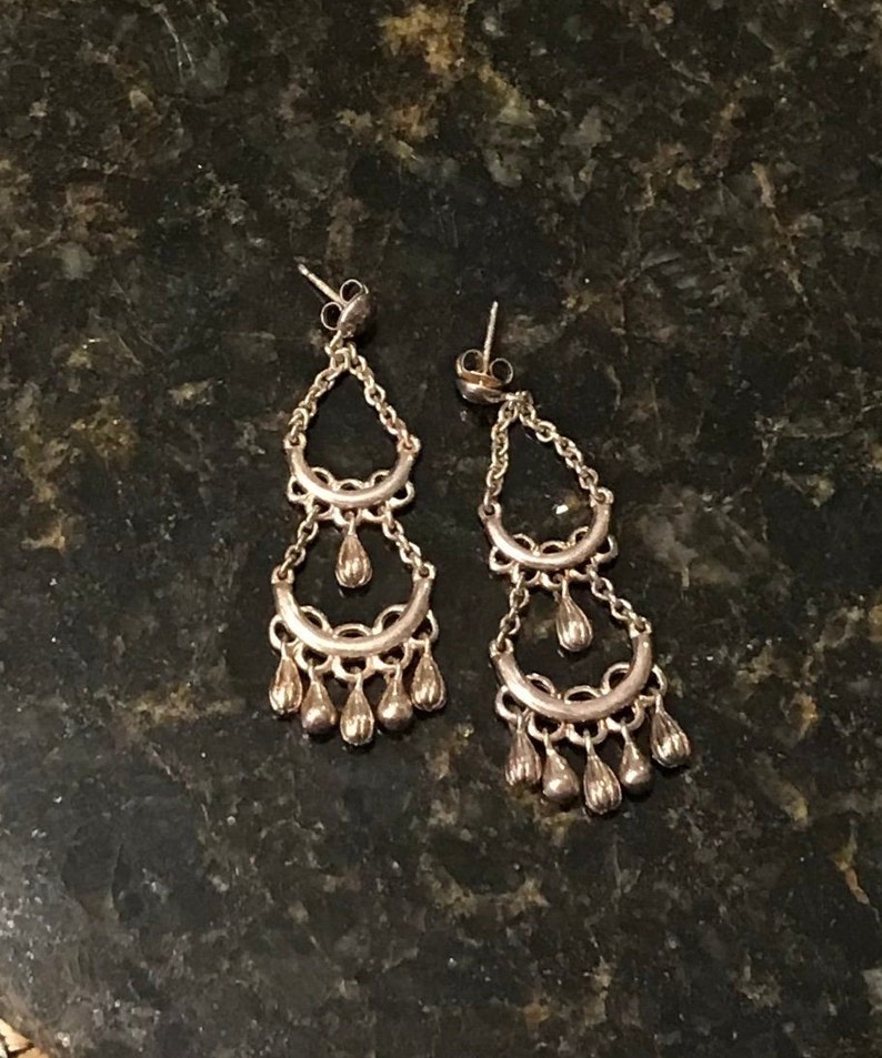 made in Canada Sterling Silver Bohemian Chandelier Earrings Pierced Earrings