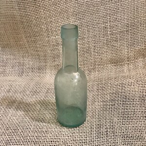 Antique 19th C Medicine Bottle: Sandy Bubbled Glass, Blog Style Top