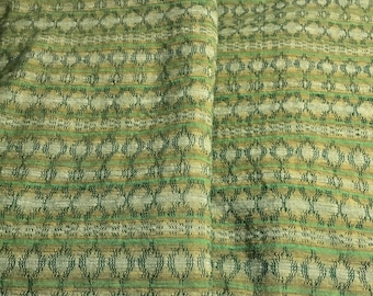 Mid Century Home Decor Fabric, Green and White Yarn Dyed, Woven Pattern, Textured, 44" Wide, 4 2/3 Yard