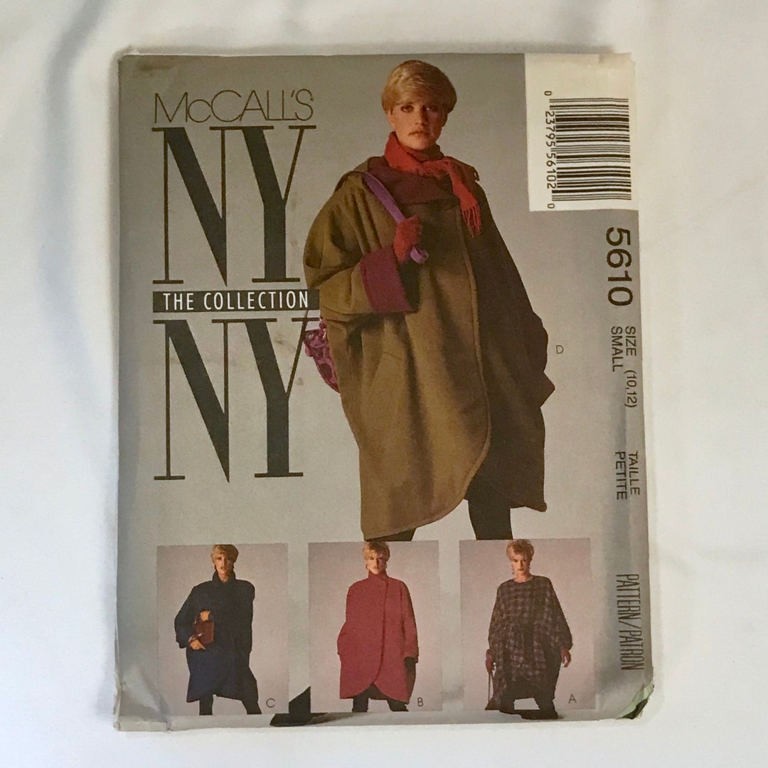 Mccall's 5610 Sewing Pattern: Unlined Wrap Style Coat, Size 10-12 ...