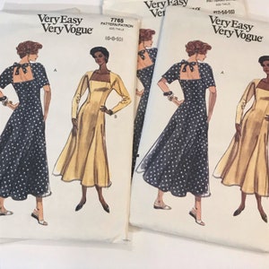 Misses Fit and Flare Summer Dress, Princess Seam Shaping, Vogue 7765, Size 6, 8, 10 or Size 12, 14, 16, Uncut Vintage Sewing Pattern, 1990