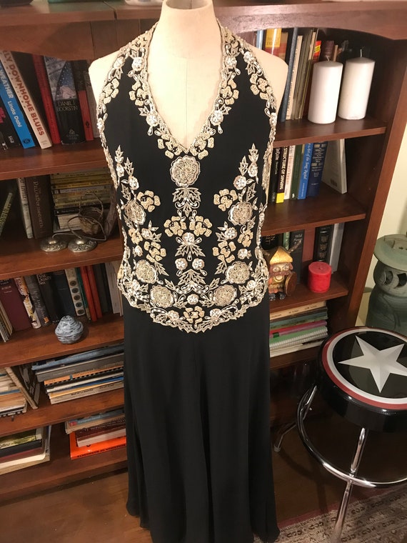 Sexy Beaded Evening Gown in Black and White, size… - image 2