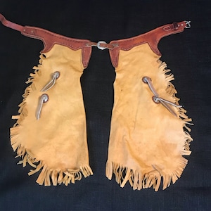 Handmade Leather Riding Chinks: Southwestern Fringe Chaps, Adult 42-44&quot; Waist