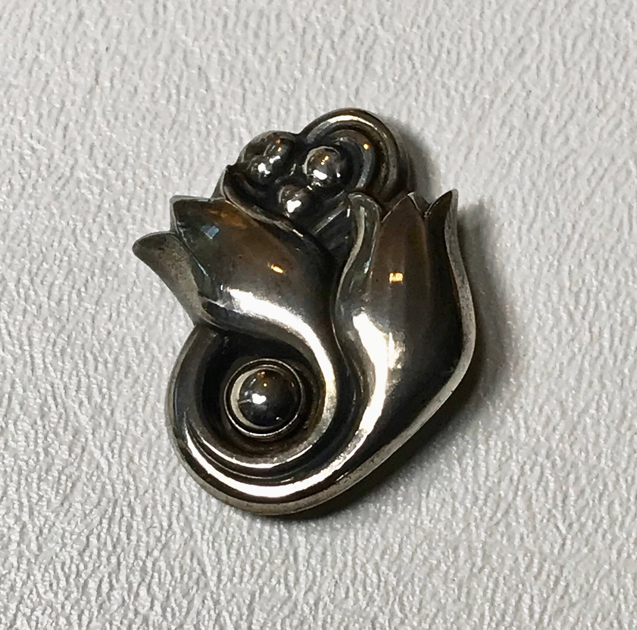 Georg Jensen Sterling Silver Art Nouveau Tulip Brooch, Design 100