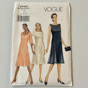 Vogue V8183 Fitted Dress Sewing Pattern: Princess Seams, Size 8-12, Uncut, Original Folds