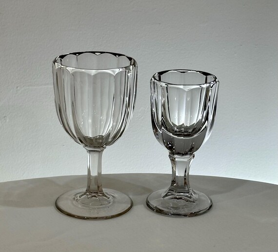 Straight Huber Goblet and Cordial and Wine Glass, 1860's EAPG