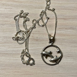 Dolphin Pendant with 18&quot; Chain, Sterling Silver Necklace, Ocean Theme Gift