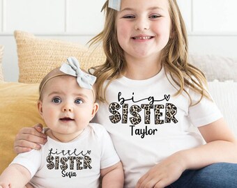 Big Sister Little Sister shirts | Sibling shirts | Big Sister Little Sister | T-Shirt Bodysuit One piece | Personalized Name | Hospital