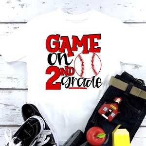 2nd grade Shirt | School shirt | First day of school | Second | Game On 2nd grade | Personalized Name Custom | Little boy | Baseball