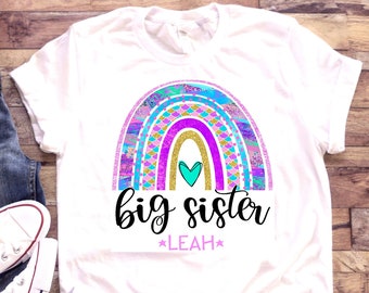 Big Sister shirt | I'm going to be a Big Sister | T-shirt one piece bodysuit | Pregnancy announcement | Big Sis | Rainbow | Mermaid