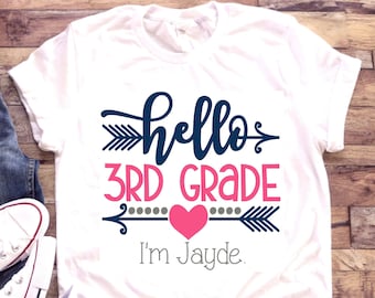 3rd Grade Shirt | School shirt | Hello Third Grade | First day of school | Last day of school | Little Girl | 3rd | Personalized Name Custom