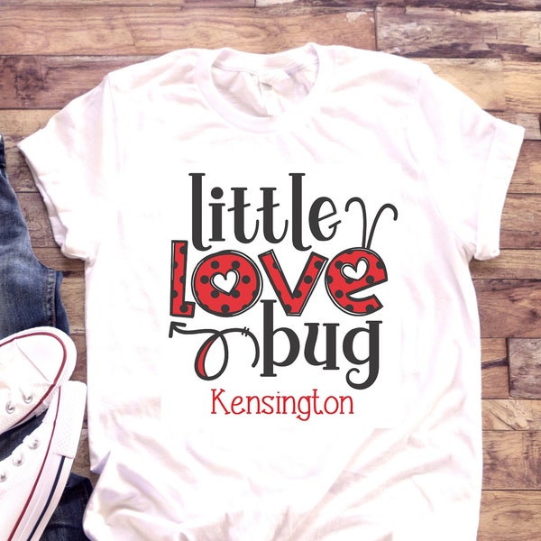 Valentine's Day Shirt | Little Love Bug | T-shirt One piece Bodysuit | Personalized Name Custom | Ladybug | Little girl