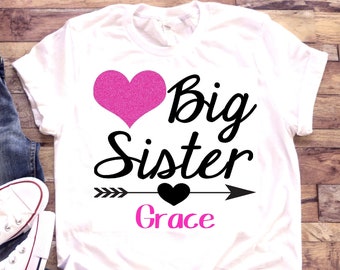 Big sister shirt | Pregnancy Announcement | T-shirt one piece bodysuit | I'm going to be a big sister | Personalized name custom | Big Sis