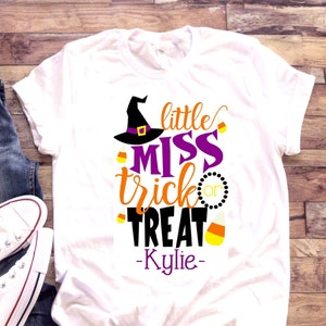 Little Miss Trick or Treat One piece Bodysuit T-shirt Halloween Little Girl Fall Pumpkin Season Autumn image 1