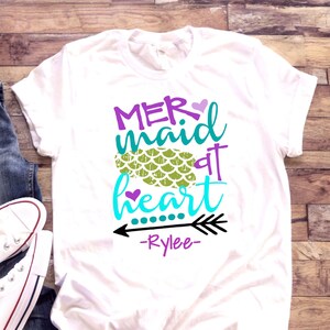 Mermaid at heart | T-shirt One Piece Bodysuit | Pineapple ? Beach | Mermaid | Little Girl | Baby Girl | Water | Swim | Fish
