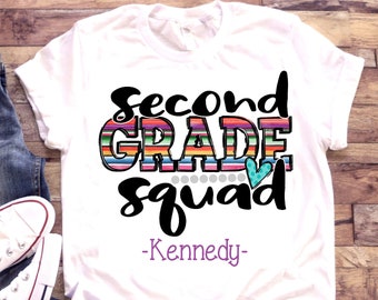 2nd grade Shirt | School shirt | First day of school | Second Grade Squad | Little Girl | Personalized Name Custom | Going into 2nd