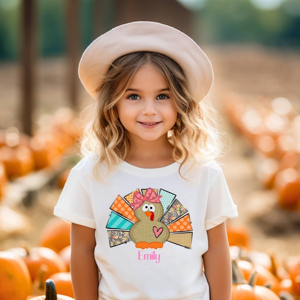 Turkey shirt | Thanksgiving shirt | Personalized Name | T-Shirt One piece Bodysuit | Turkey day | Thankful | Girl