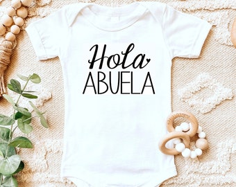 Hola Abuela shirt | Pregnancy announcement | T-Shirt One piece Bodysuit | Aunt | Spanish | I'm pregnant