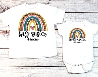 Big Sister Little Sister shirts | Sibling shirts | Big Sister Little Sister | T-Shirt Bodysuit One piece | Personalized Name | Hospital