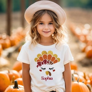 Thanksgiving shirt | Turkey | Personalized Name Custom | T-Shirt One piece Bodysuit | Thankful | Little girl