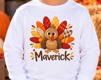 Thanksgiving shirt | Turkey | Personalized Name Custom | Long Sleeve shirt | Thankful | Little boy
