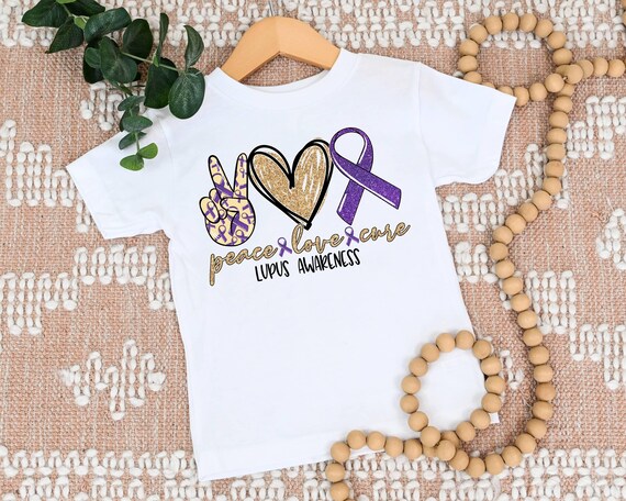 Peace Love Cure Lupus Awareness T-Shirt Lupus Purple Ribbon Peace Love Cure Lupus Awareness T-Shirt Lupus Purple Ribbon