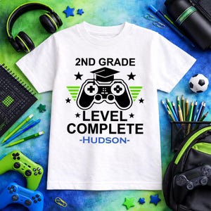 Last day of 2nd grade Shirt | School shirt | Level Complete | Personalized Name Custom | Little boy | Gamer | Gaming