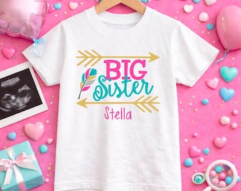 Big Sister shirt | T-Shirt One Piece Bodysuit | Pregnancy announcement | I'm going to be a | Promoted to | Big Sis | Personalized Name