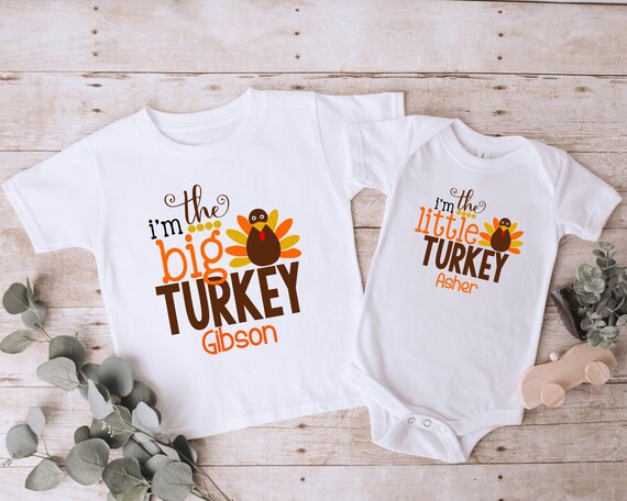 Big Turkey Little Turkey Thanksgiving Shirts Big Brother Little