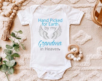 Hand picked for Earth by my Grandma in Heaven shirt | Angel Memory shirt | one piece bodysuit | Pregnancy | Hospital | Baby girl | Baby Boy