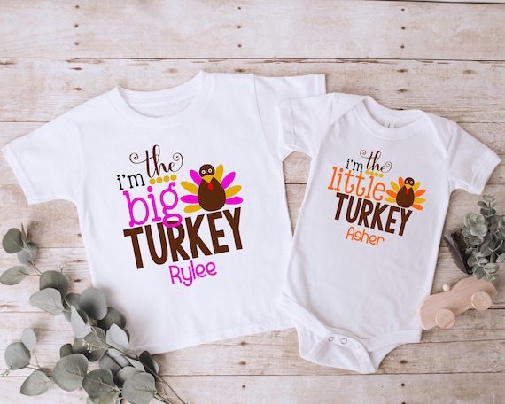 Big Turkey Little Turkey Thanksgiving Shirts Big Sister Little