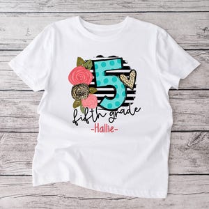 5th Grade Shirt | School shirt | First day of school | Fifth Grade | Little Girl | Personalized Name Custom | Going into 5th Grade