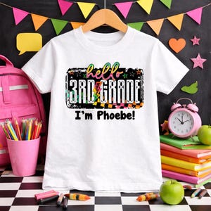 Hello 3rd grade Shirt | School shirt | First day of school | Third grade | Little Girl | Personalized Name | Grunge