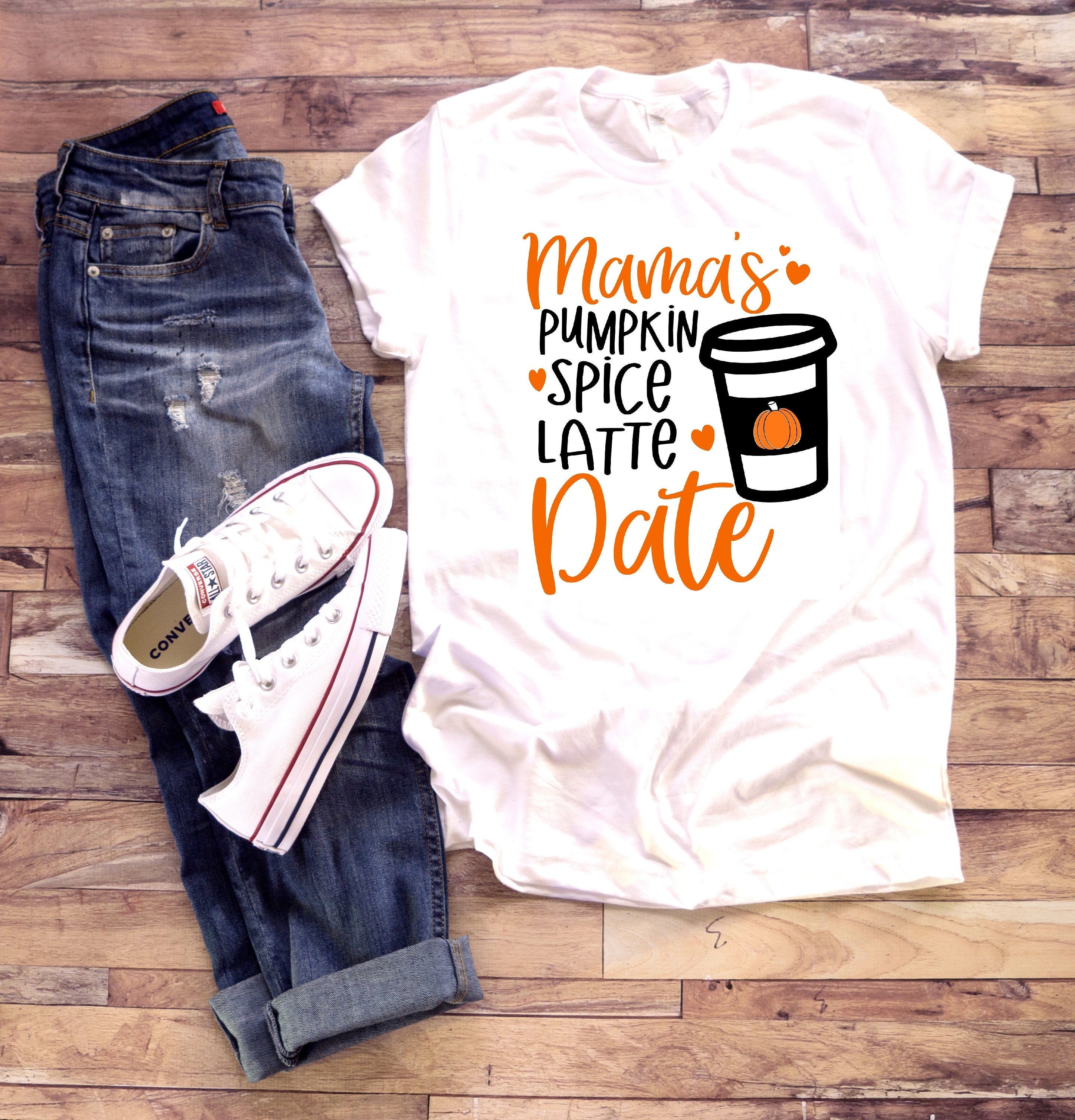 Mama's pumpkin spice latte date | One piece Bodysuit T-Shirt | Boy Girl | Coffee | Fall Autumn