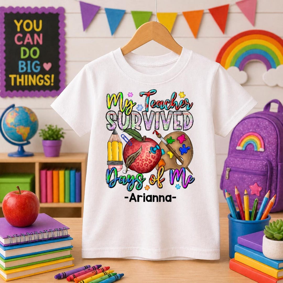Girls 100th Day of School Shirt | My Teacher Survived 100 Days of Me ...