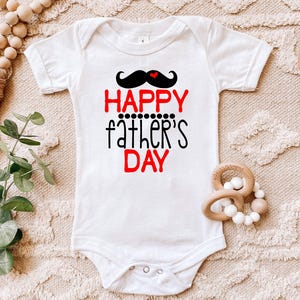 Happy Fathers Day shirt | Mustache | Little Boy | Fathers Day Gift | Dad Daddy Baby Toddler | Best Daddy