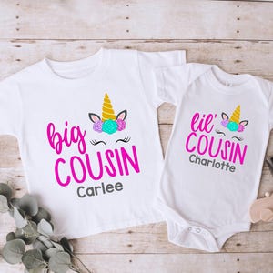 Unicorn Cousin shirts | Cousin shirts | Big Cousin Little Cousin | T-Shirt Bodysuit One piece | Personalized Name | Hospital shirts