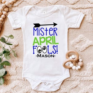 April Fools Day shirt | Mister April Fools | T-Shirt One Piece Bodysuit | Personalized Name Custom | Little Boy | April 1st