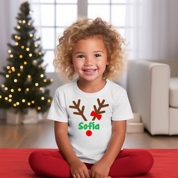 Christmas Shirt Reindeer Girl T shirt One Piece Bodysuit Name Personalized Custom Bow Holidays Etsy
