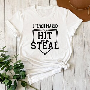 Baseball Mom shirt | Softball Mom shirt | I teach my kid to hit and steal | Womens shirt | Mommy