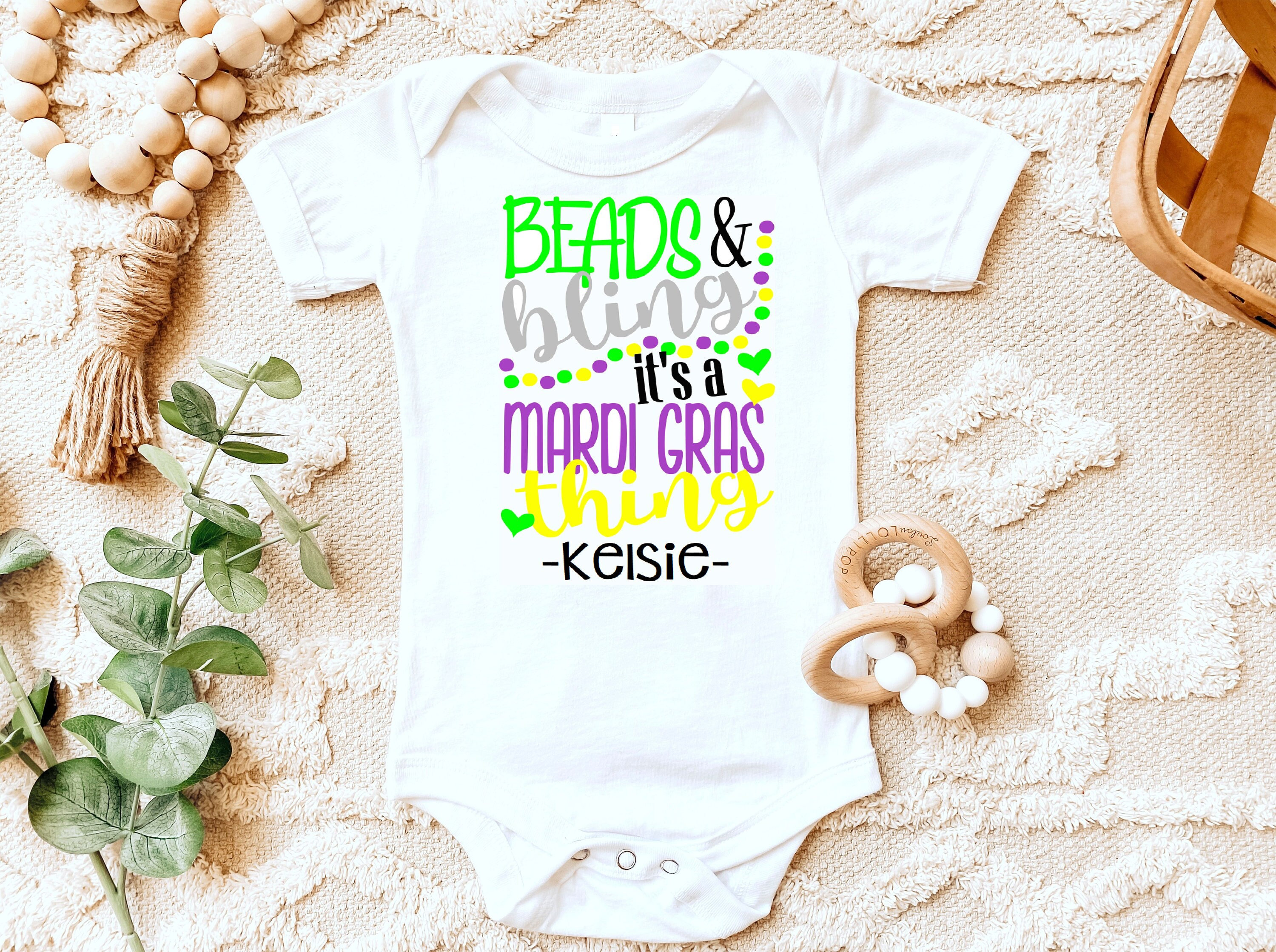 Mardi Gras Shirt Beads and Bling It's a Mardi gras thing Personalized  custom name Youth Kids Adult Womens Unisex