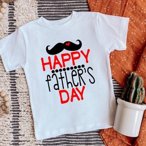 Happy Fathers Day shirt | Mustache | Little Boy | Fathers Day Gift | Dad Daddy Baby Toddler | Best Daddy