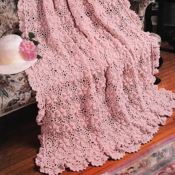 Vintage Crochet Pattern Dreamy Flowers Afghan PDF Instant Digital Download Lacy Victorian Home Decor Throw Blanket Victorian Lace Afghan