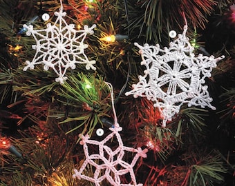 Vintage Crochet Pattern 6 Snowflake Ornaments Christmas Tree PDF Instant Digital Download Holiday Christmas Decor Hand Crocheted
