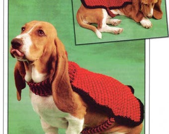 Vintage Crochet Pattern Santa's Dog Sweater PDF Instant Digital Download Multiple Sizes Crochet New Outfit for your Fur Baby for Christmas