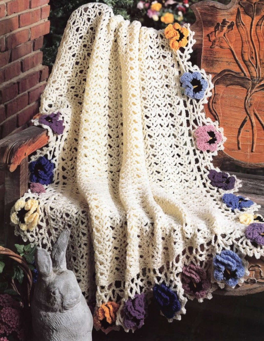 Pansy Graphghan Pattern Vintage Crochet Pattern Lacy Pansy Romance Afghan for PDF Instant ...