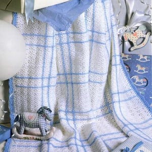 Vintage Crochet Baby Pattern Rock-a-Bye Plaid Afghan PDF Instant Digital Download Baby Accessories Crochet Throw Blanket Nursery Decor