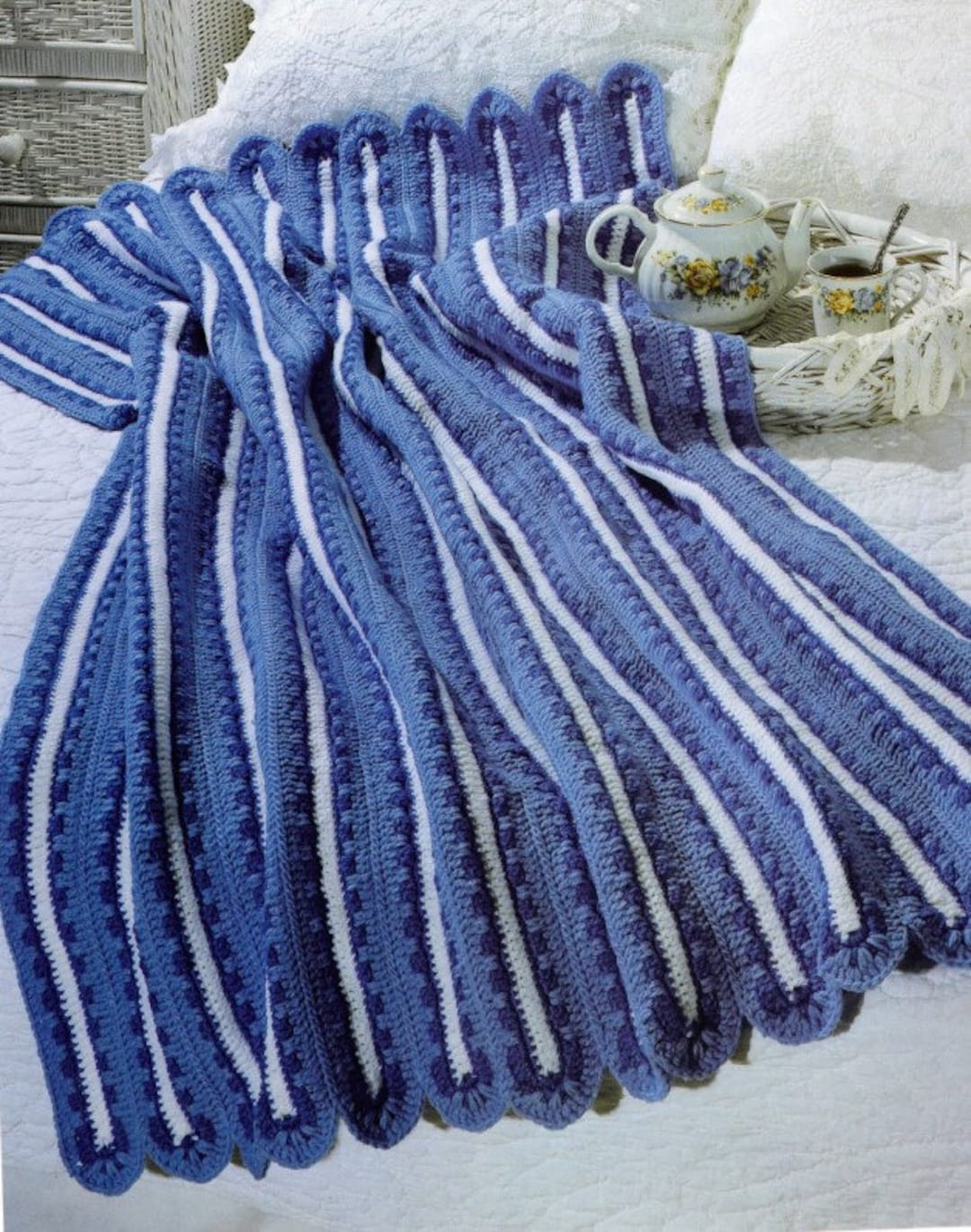 Vintage Crochet Mile-a-minute Style Pattern All-around Wrap Afghan PDF ...