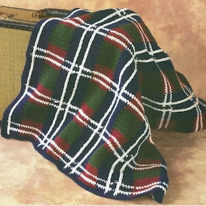 Vintage Crochet Pattern Pretty Plaid Tapestry Afghan PDF Instant Digital Download Home Decor Plaid Crochet Blanket Afghan